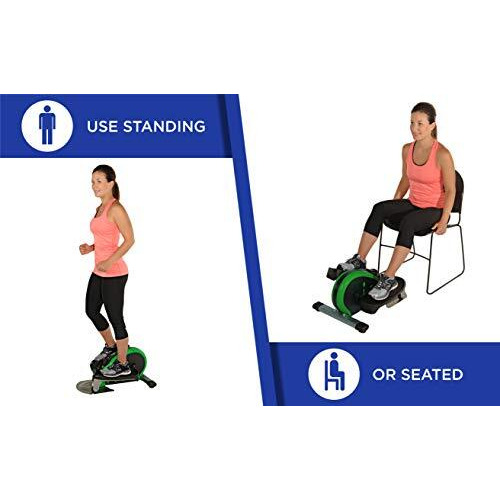 Stamina Inmotion E1000 Compact Strider - Seated Elliptical With Smart Workout App - Foot Pedal Exerciser For Home Workout - Up To 250 Lbs Weight Capacity - Black/Green