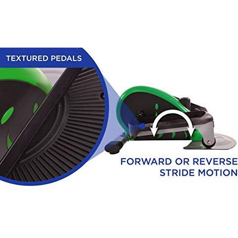 Stamina Inmotion E1000 Compact Strider - Seated Elliptical With Smart Workout App - Foot Pedal Exerciser For Home Workout - Up To 250 Lbs Weight Capacity - Black/Green