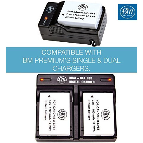 Bm Premium 2-Pack Of Lp-E8 Batteries For Canon Eos Rebel T2I, T3I, T4I, T5I, Eos 550D, Eos 600D, Eos 650D, Eos 700D Dslr Digital Camera