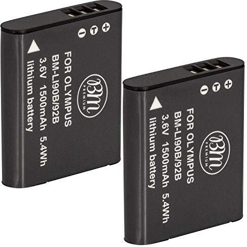 Bm 2-Pack Of Li-92B, Li-90B Batteries For Olympus Tough Tg-6, Tg-5, Tg-Tracker, Tough Sh-1, Sh-2, Sp100 Ihs, Tough Tg-1 Ihs, Tough Tg-2 Ihs, Tough Tg-3, Tough Tg-4, Sh-50 Ihs, Sh-60, Xz-2 Ihs Cameras