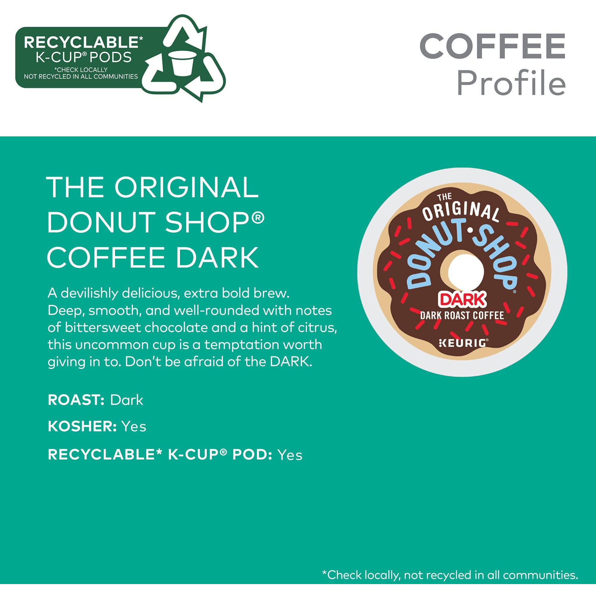 The Original Donut Shop Dark Keurig Single-Serve K-Cup Pods, Dark Roast Coffee, 72 Count
