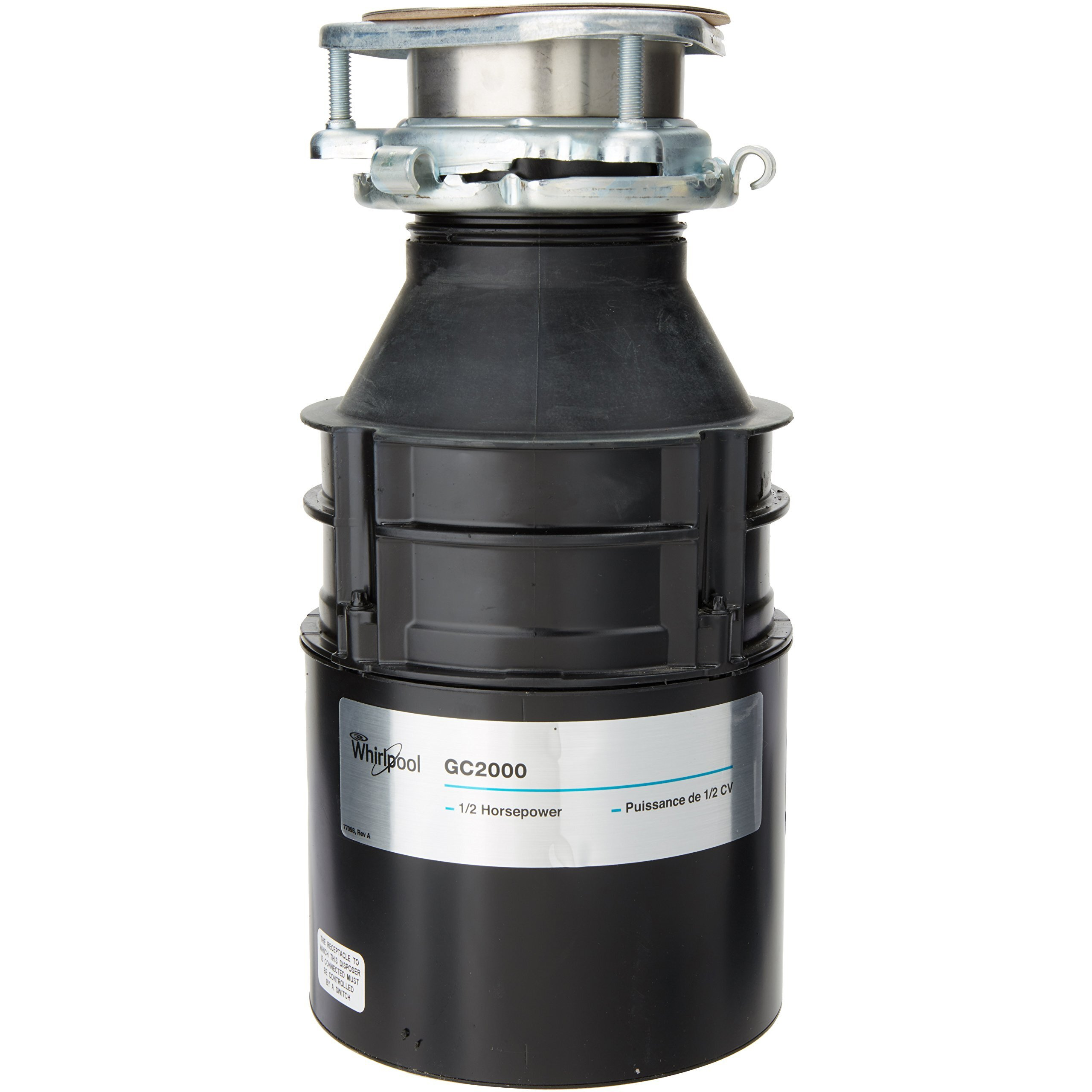 Whirlpool Gc2000Pe 1/2 Hp In Sink Disposer With Power Cord, Black
