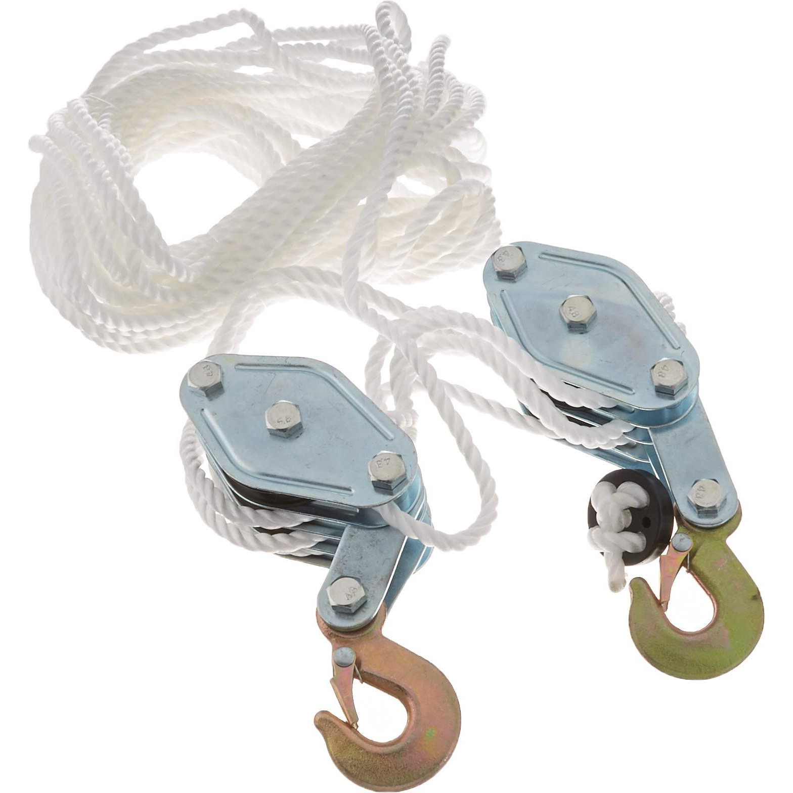 2 Ton Rope Hoist Pulley Wheel Block And Tackle, 4000Lb 65 Feet Poly Rope Hoist Pulley Block 71 Ratio Lifting Power