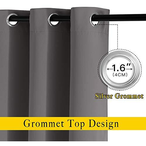 Nicetown Gray Blackout Curtains For Bedroom 84 Inches Long - Thermal Curtains & Drapes Grommet Noise Reducing Room Darkening Solid Window Panels For Living Room (2 Panels, W52 X L84, Grey)