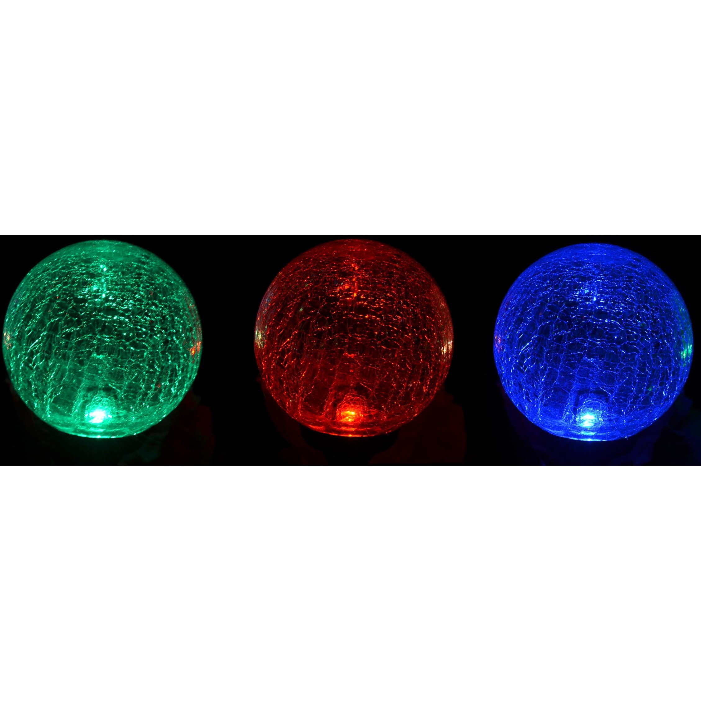 Sogrand 3Pcs,Solar Lights Outdoor,3 Color Led Crackle Glass Globe Stainless Steel,Solar Light,Solar Garden Lights,Solar Path Lights,For Lawn Patio Yard Walkway Driveway Pathway Landscape