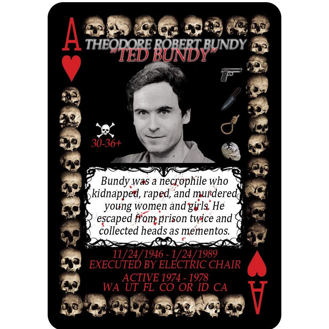 Serial Killer Cards 54 Unique American Serial Killer Playing Cards
