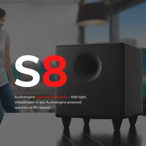 Audioengine S8 250W Powered Subwoofer, Built-In Amplifier (Black)