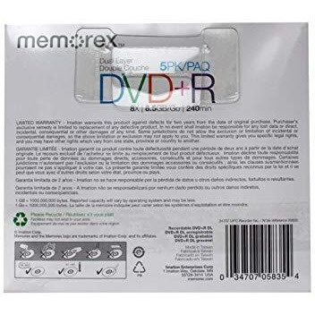 Memorex 8.5Gb 8X Double Layer Dvd+R (5 Pack)