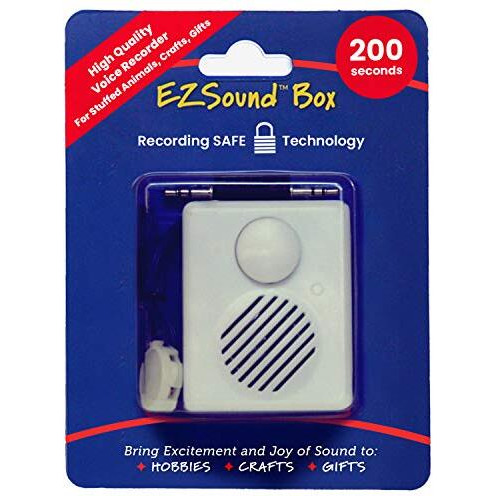 Ezsound Box - 10 Inch Extension Play Button For Stuffed Animals, Craft Projects, School Presentations, Hobbies, Personalized Items, Model Trains, Etc - 200 Seconds - Rerecordable Thru Audio Port