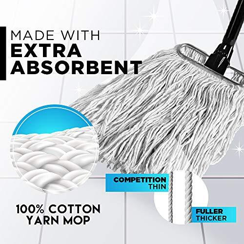 Fuller Brush Wet Mop     Absorbent & Professional Quality Cotton Yarn Floor Cleaner W/Steel Handle