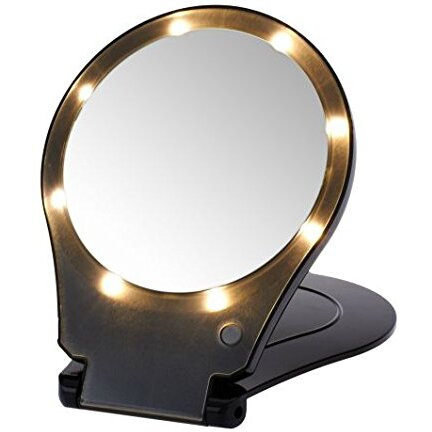 Floxite 5X Magnifying 360 Degree Lighted Home & Travel Mirror - Black