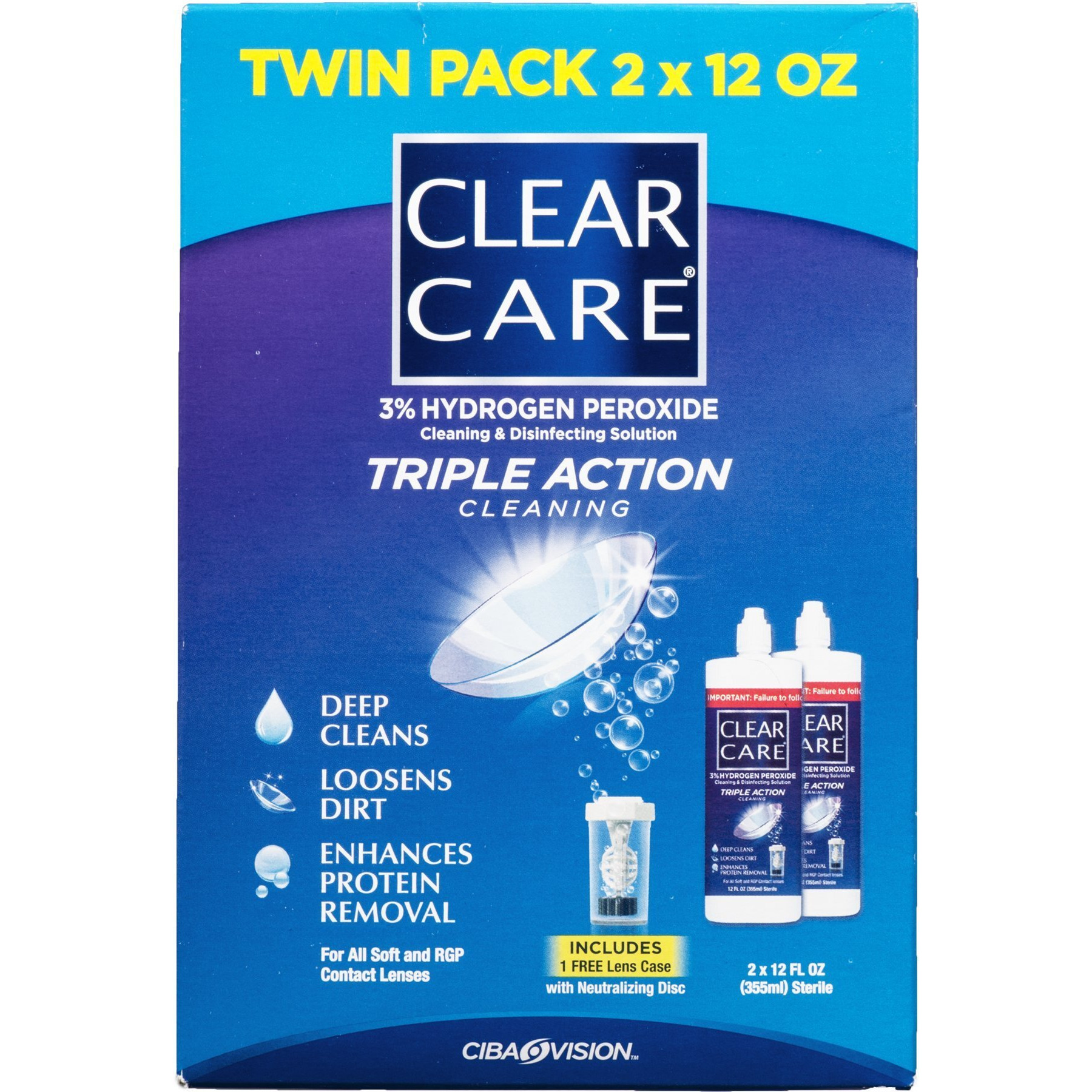 Clear Care Cleaning & Disinfection Solution-12 Oz, Twin Value Pack