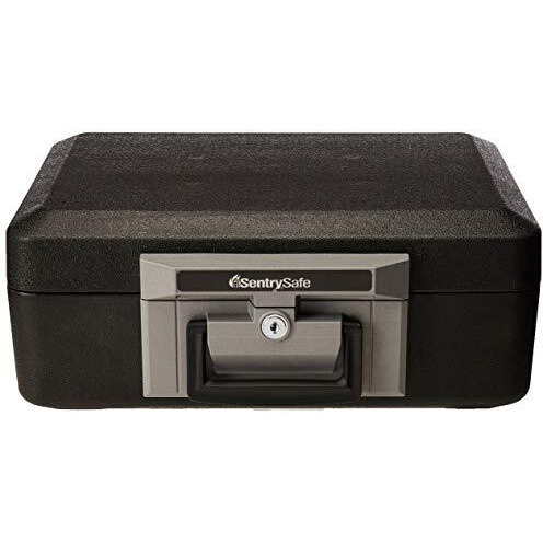 Sentrysafe Fireproof Safe Box With Key Lock, Chest Safe With Carrying Handle To Secure Valuables And Jewelry, 0.25 Cubic Feet, 6.3 X 15.3 X 12.1 Inches, 1160