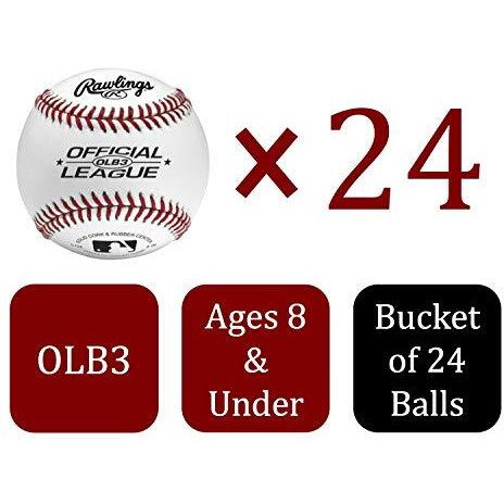 Rawlings Official League Recreational Grade Olb3/R8U Baseballs, Bucket Of 24 Balls, Olb3Buck24