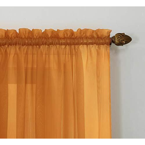 No 918 Calypso Sheer Voile Rod Pocket Curtain Panel, 59 X 84, Orange