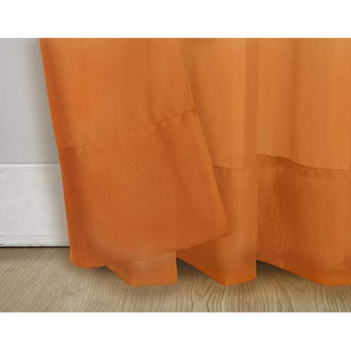 No 918 Calypso Sheer Voile Rod Pocket Curtain Panel, 59 X 84, Orange