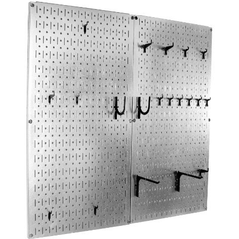 Wall Control Pegboard 32In X 32In Metal Pegboard Organizer Starter Kit Galvanized Tool Board