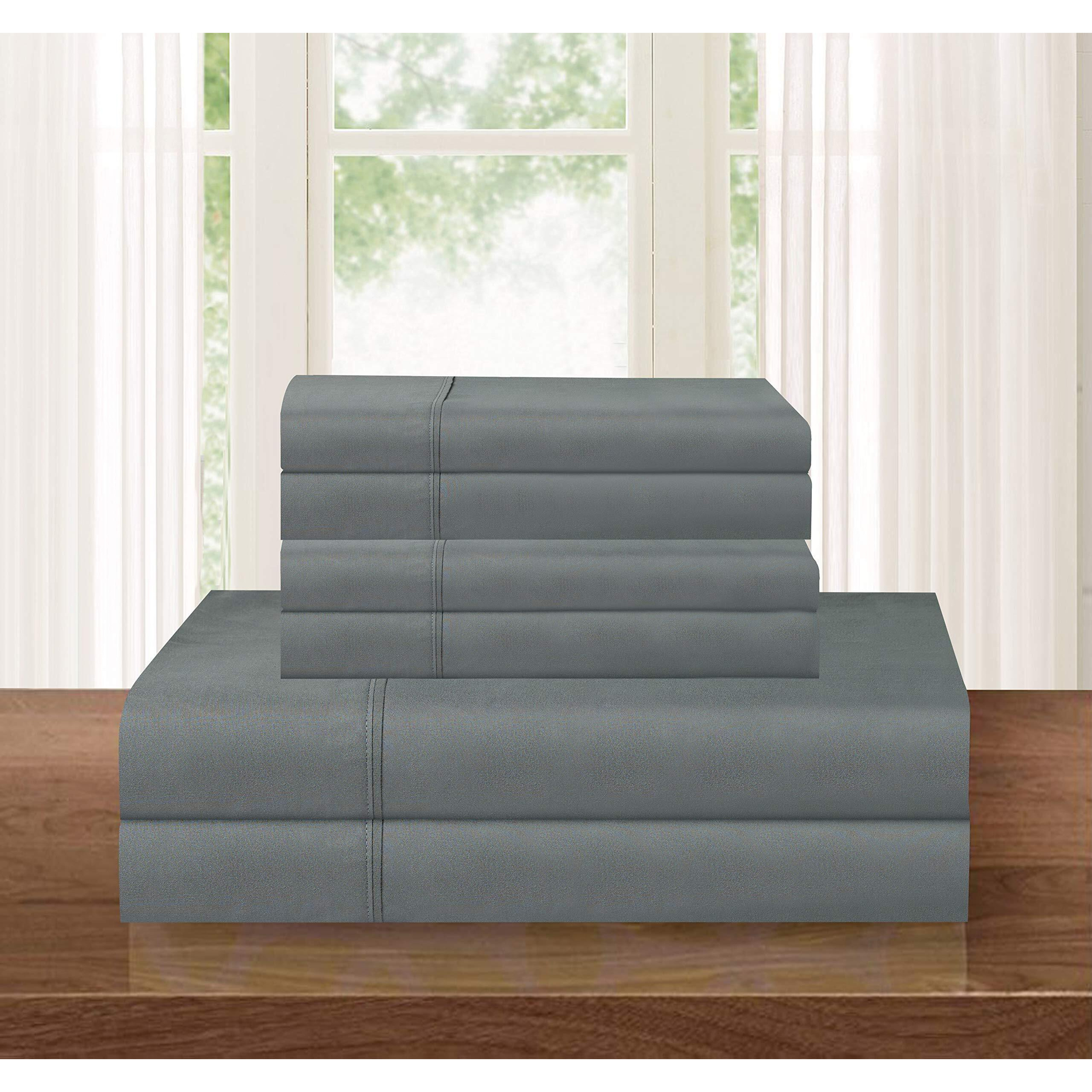 1500 Thread Count Egyptian Quality 4 Pc Sheet Set, Deep Pocket Up To 16"" - Wrinkle Resistant - All Size And Colors , Queen Gray