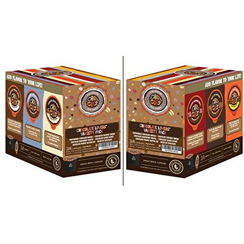 Crazy Cups Chocolate Lovers Coffee Pods Variety Pack, Flavored Coffees, Compatible With K Cup Brewers, Includes Death By Chocolate Raspberry, Peppermint Mocha, & More, 24 Count (Pack Of 1)