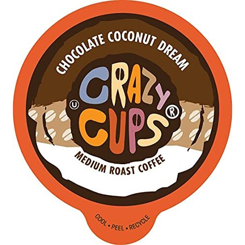 Crazy Cups Flavored Coffee For Keurig K-Cup Machines, Chocolate Coconut Dream, Hot Or Iced Drinks, 22 Single Serve, Recyclable Pods