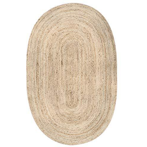 Nuloom Rigo Hand Woven Farmhouse Jute Area Rug, 4 X 6 Oval, Natural