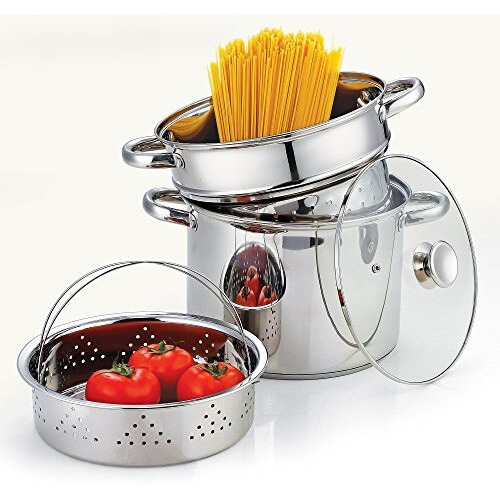 Cook N Home 4-Piece 8 Quart Multipots, Stainless Steel Pasta Cooker Steamer