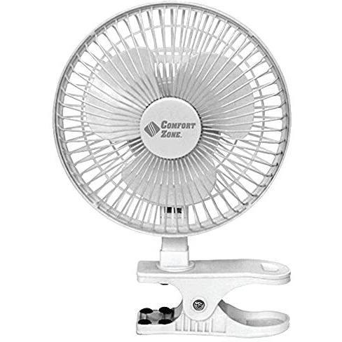 Comfort Zone Cz6C 6"" Quiet Portable Indoor 2-Speed Desk Fan With Clip And Fully Adjustable Tilt, White