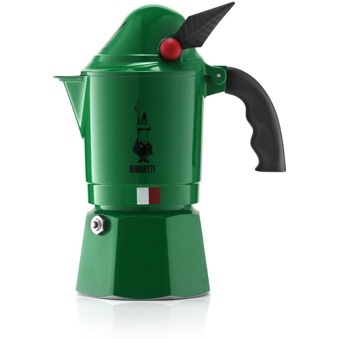 Bialetti - Moka Express Alpina Iconic Stovetop Espresso Maker, Moka Pot 3 Cups (43 Oz - 130 Ml), Aluminium, Green