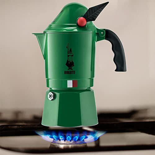Bialetti - Moka Express Alpina Iconic Stovetop Espresso Maker, Moka Pot 3 Cups (43 Oz - 130 Ml), Aluminium, Green