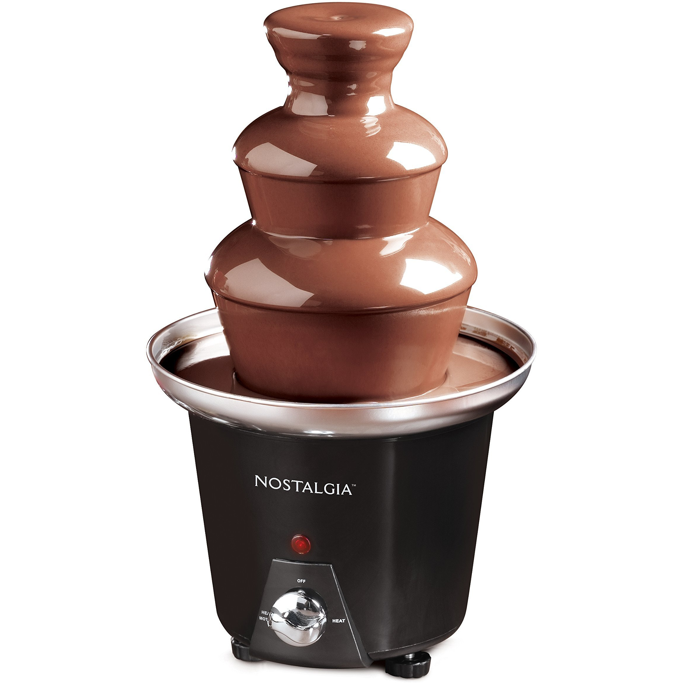 Nostalgia 3 Tier Electric Chocolate Fondue Fountain Machine For Parties - Melts Cheese, Queso, Candy, And Liqueur - Dip Strawberries, Apple Wedges, Vegetables, And More - 24-Ounce - Black, Small