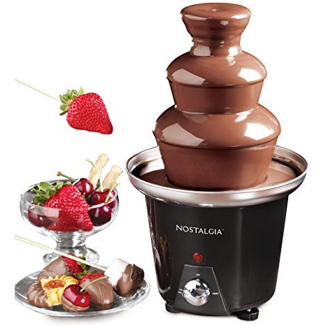 Nostalgia 3 Tier Electric Chocolate Fondue Fountain Machine For Parties - Melts Cheese, Queso, Candy, And Liqueur - Dip Strawberries, Apple Wedges, Vegetables, And More - 24-Ounce - Black, Small