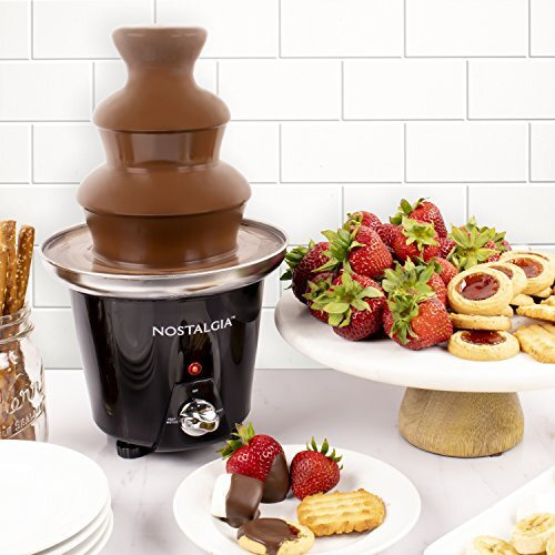 Nostalgia 3 Tier Electric Chocolate Fondue Fountain Machine For Parties - Melts Cheese, Queso, Candy, And Liqueur - Dip Strawberries, Apple Wedges, Vegetables, And More - 24-Ounce - Black, Small