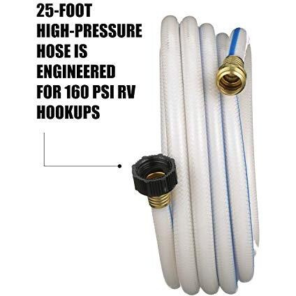 Valterra Aquafresh High Pressure Drinking Water Hose, Water Hose Hookup For Rv - 1/2"" X 25, White