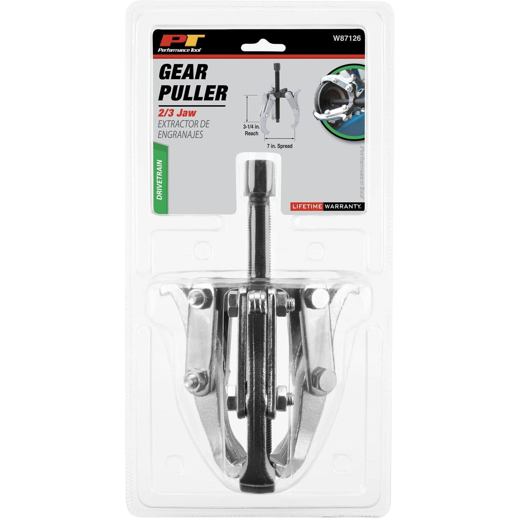 Performance Tool W87126 2/3 Jaw Gear Puller With 3-1/4-Inch Reach X 7-Inch Spread