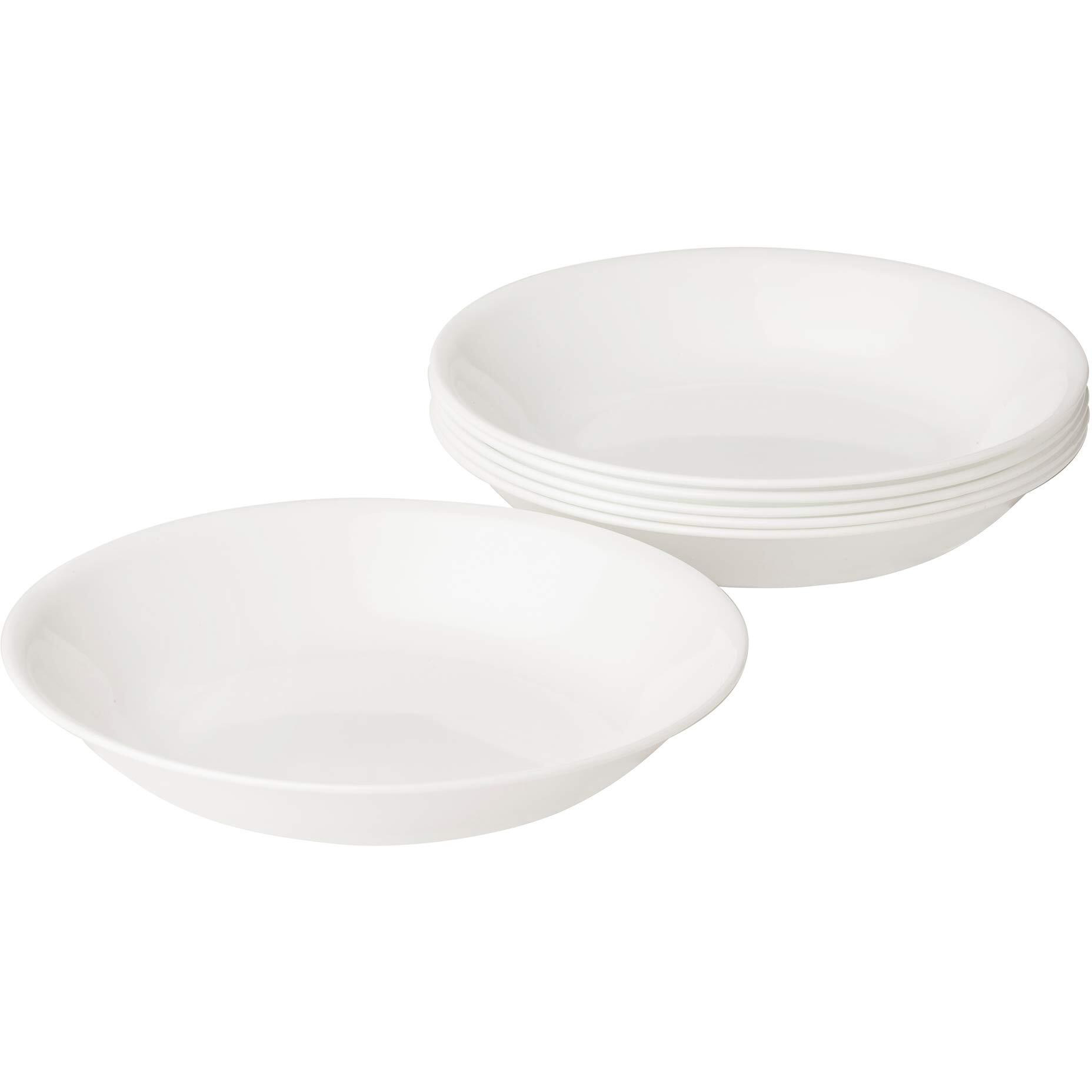 Corelle Vitrelle 6-Piece Bowl Set, Triple Layer Glass And Chip Resistant, 20-Oz Lightweight Round Bowls, Winter Frost White