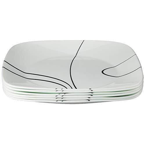 Corelle Square Simple Lines 10-1/2-Inch Plate Set (6-Piece),White
