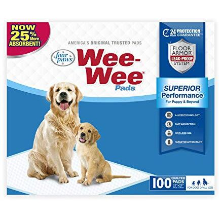 Four Paws Wee-Wee Superior Performance Puppy & Dog Training Pads 100-Count Standard 22"" X 23""
