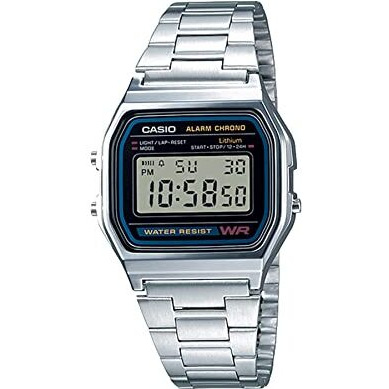 Casio Digital Stainless Steel Daily Alarm A158Wa-1Df A158Wa-1 Men's Watch