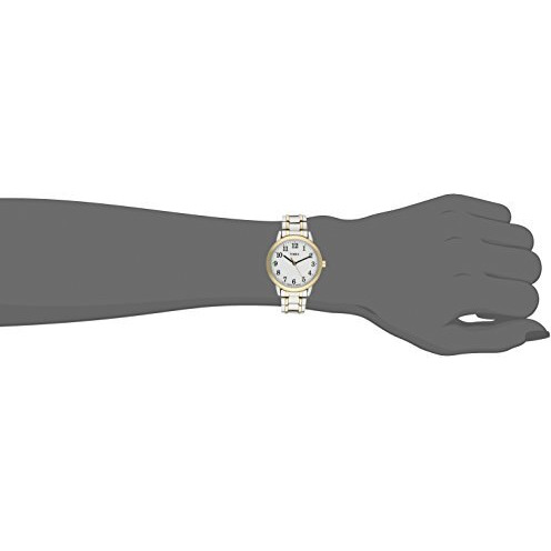 Timex Women's Tw2P78700 Easy Reader Two-Tone Stainless Steel Expansion Band Watch, Two-Tone/White