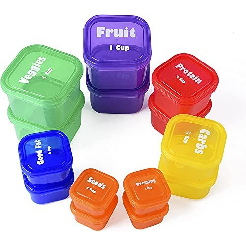 Efficient Nutrition Portion Control Containers Deluxe Kit (14-Piece) With Complete Guide + 21 Day Planner + Recipe Ebook Bpa Free Color Coded Meal Prep System For Diet And Weight Loss