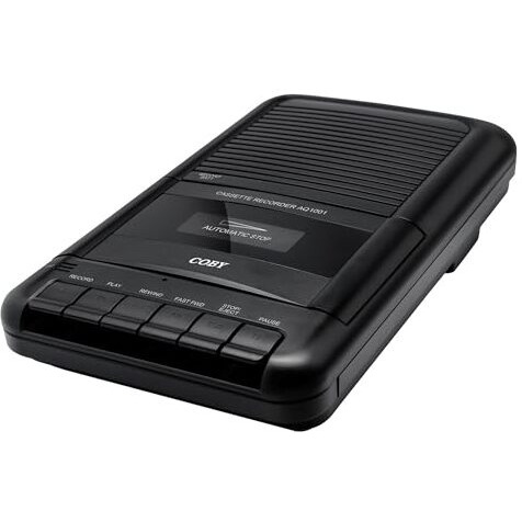 Coby Cvr22 Portable Cassette Player And Tape Cassette Recorder With Built-In Microphone, Built-In Handle, And One-Touch Recording With Automatic Stop - Black