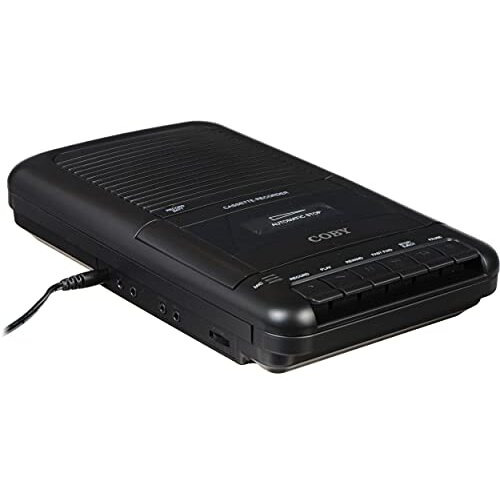 Coby Cvr22 Portable Cassette Player And Tape Cassette Recorder With Built-In Microphone, Built-In Handle, And One-Touch Recording With Automatic Stop - Black