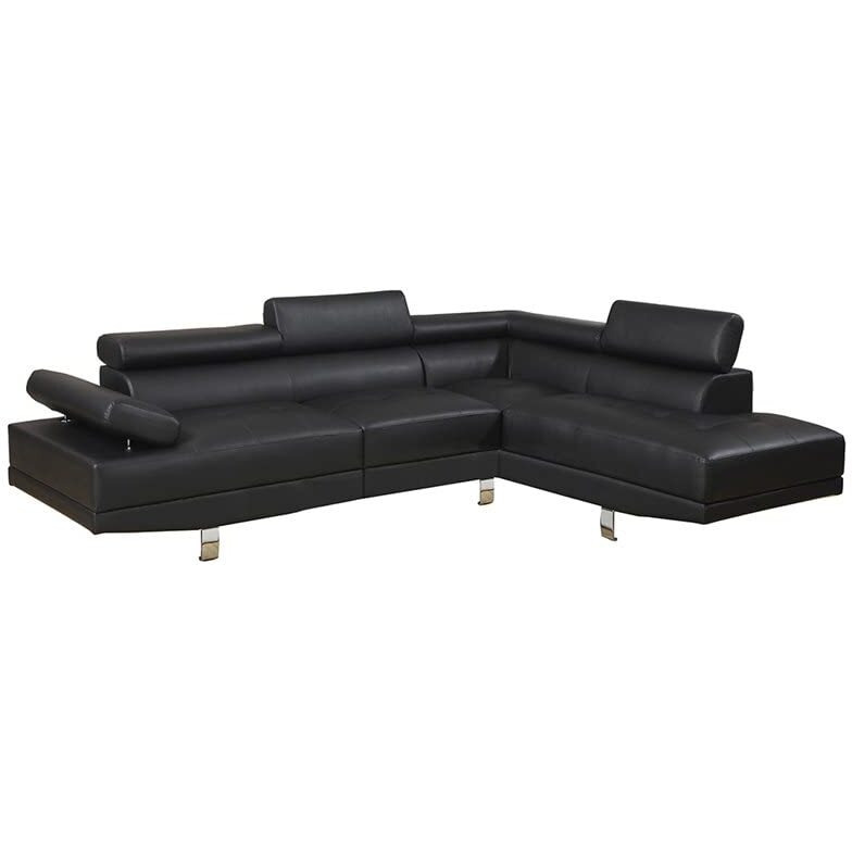 Poundex Sectional Sofa, Black