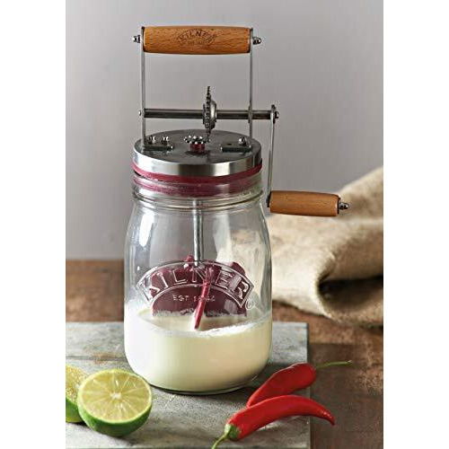 Kilner Vintage Glass Butter Churn Delicious Homemade Butter In As Little As Ten Minutes Large 34-Fluid Ounce Capacity Butter Churner, 1 Ea