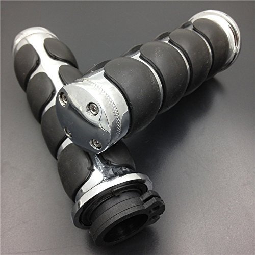 Smt-Chromed Plain 1"" Rubber Handlebar Grip Compatible With Harley Chopper Bobber Touring Sportster Motorcycle [B00Xm7Jc5C]