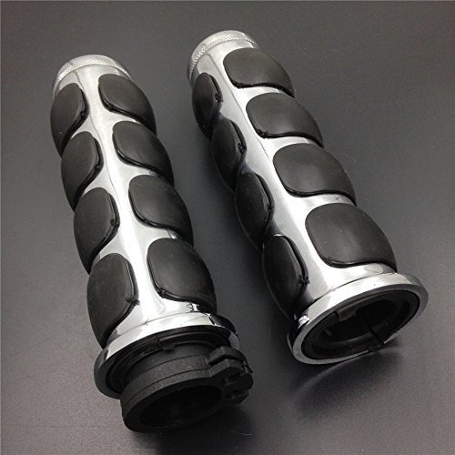 Smt-Chromed Plain 1"" Rubber Handlebar Grip Compatible With Harley Chopper Bobber Touring Sportster Motorcycle [B00Xm7Jc5C]