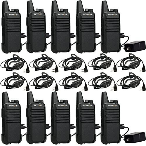 Retevis Rt22 2 Way Radios Walkie Talkies,Rechargeable Long Range Two Way Radio,16 Ch Vox Small Emergency 2 Pin Earpiece Headset,For School Retail Church Restaurant (Packed In Pairs With 5 Boxes)