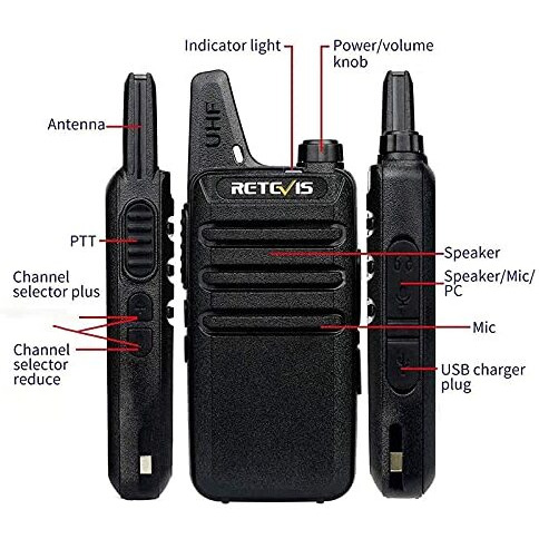 Retevis Rt22 2 Way Radios Walkie Talkies,Rechargeable Long Range Two Way Radio,16 Ch Vox Small Emergency 2 Pin Earpiece Headset,For School Retail Church Restaurant (Packed In Pairs With 5 Boxes)