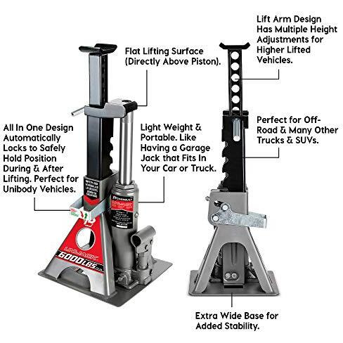 Powerbuilt 3 Ton, Bottle Jack And Jack Stands In One, 6000 Pound Capacity, All-In-One Car Lift, Heavy Duty Vehicle Unijack, Wide Base, 620471