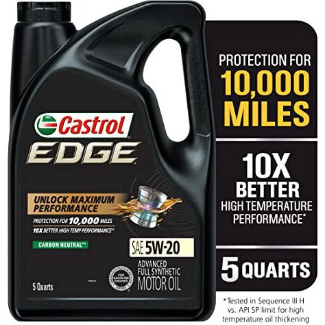 Castrol Edge 5W-20 Advanced Full Synthetic Motor Oil, 5 Quarts